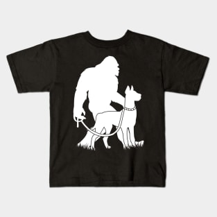 Bigfoot Walking Great Dane Dog Kids T-Shirt